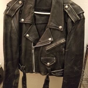 Women's Black Leather Motorcycle Jacket